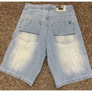 VTG Southpole Shorts Denim Faded Wash Baggy Wide Y2K Hip-Hop Streetwear Sz 34x14